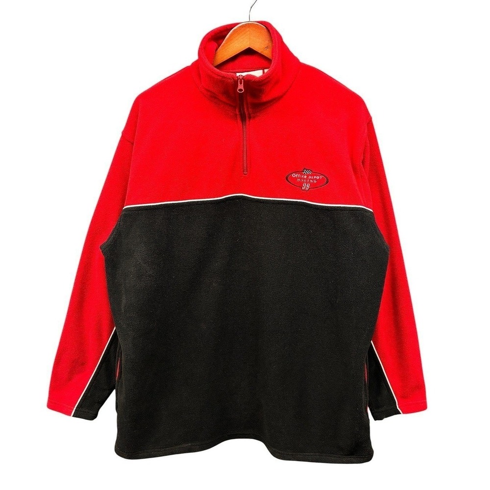 Team Caliber NASCAR Fleece Pullover Mens 2XL Red Colorblock Quarter Zip Racing